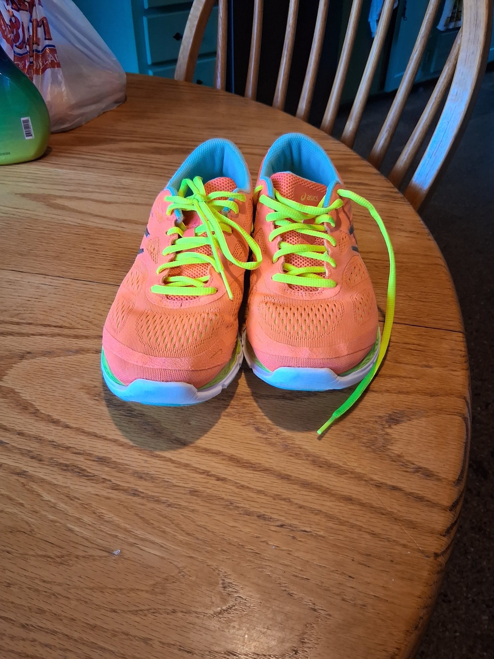 Asics Kids Bright Orange Sneakers with Neon Yellow Laces